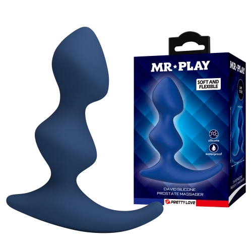 Масажер простати рельєфний силіконовий синій LYBAILE MR.PLAY David Silicone Prostate Massager - 1