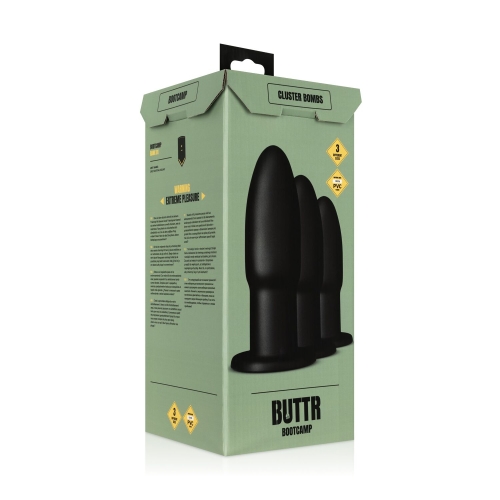 Набір анальних пробок чорного кольору BUTTR Cluster Bombs Anal Training Set - 7