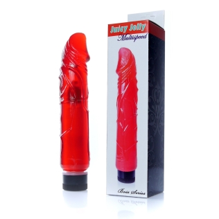 Вибратор реалистичный красный Boss Series Juicy Jelly Multispeed длина 22 см диаметр 4 см