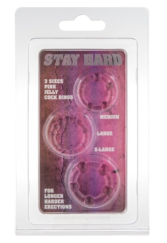 Набор из 3 шт эрекционных колец без вибрации розовые STAY HARD - Three Rings Pink - 1