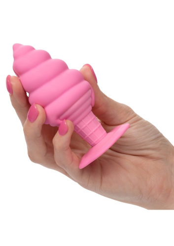 Анальная пробка с присоской в форме мороженого розовая CalExotics Yum Bum Ice Cream Cone - 5