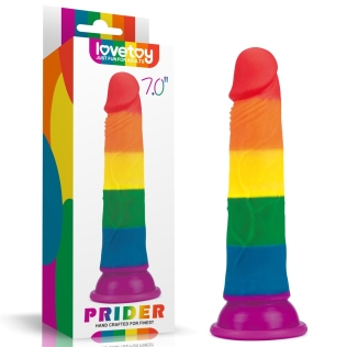 Фаллоимитатор силиконовый радуга реалистик с мошонкой на присоске Lovetoy Prider