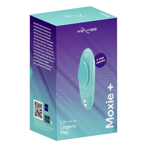 Смарт мини вибротрусики голубой с черным пультом управления We Vibe Moxie - 1