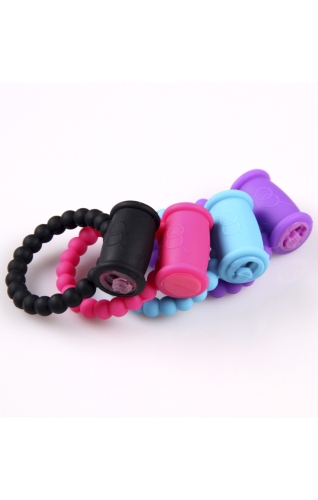 Эрекционное виброкольцо на член голубого цвета Hision Beads Ring - 6