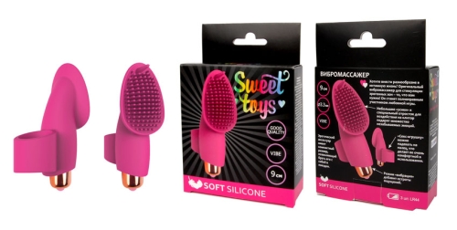 Вибратор для клитора силиконовый с усиками на палец SWEET TOYS розовый L 9 см D 3,3 см - 4