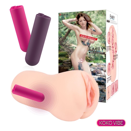 Мастурбатор вагіна з вібрацією тілесного кольору Kokos Emily Vibe - 3
