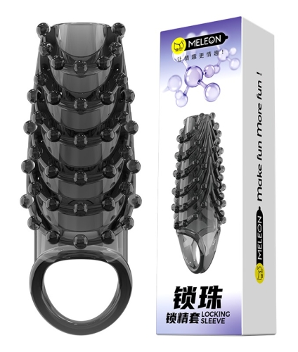 Стимулирующая насадка на член с пупырышками черная Meleon - Lock Beads Locking Sleeve - 1