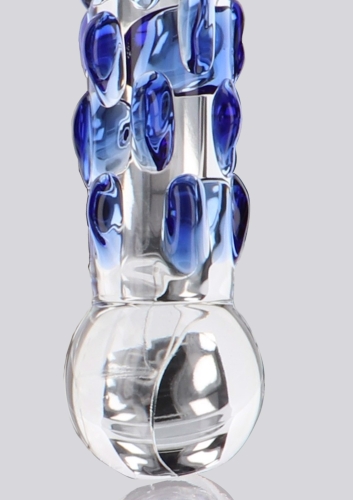 Фалоімітатор скляний з прозорим рельєфом з блакитним Toy Joy Diamond Dazzler - 4
