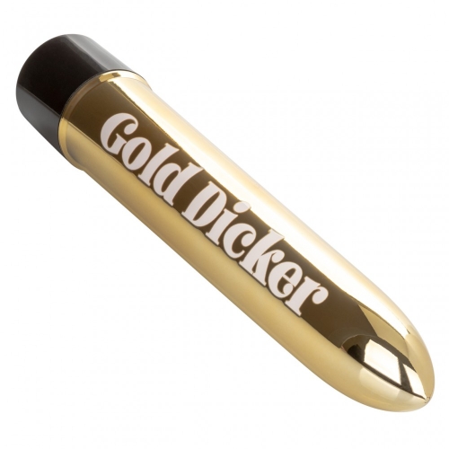 Мини вибратор золотистого цвета California еxotic novelties Naughty Bits Gold Dicker Vibe - 7