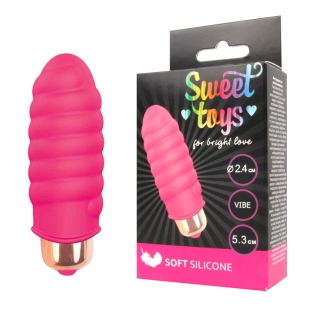 Міні вібратор силіконовий для клітора SWEET TOYS яскраво-рожевий L 5,3 см d 2,4 см зі знімною вібропулею
