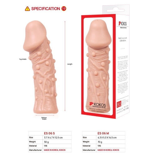 Насадка на член із пухирцями тілесного кольору Kokos Extreme Sleeve ES.06 розмір M - 5
