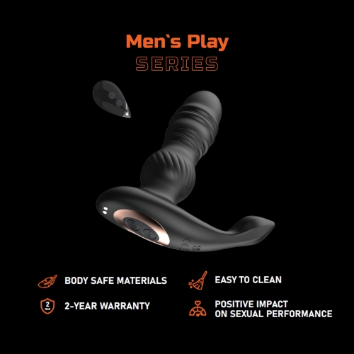Вібромасажер простати з пультом керування чорного кольору Erospace Men's Play Thrusting модель B4 - 2