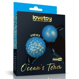 Вагинальные шарики круглой формы для тренировки мышц синего цвета Lovetoy 2 штуки