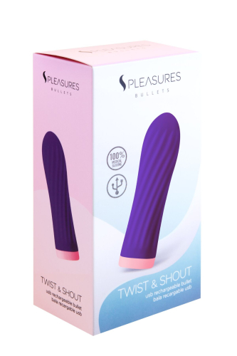 Вибропуля с ребристой поверхностью для клитора фиолетовая S Pleasures Bullets Twist &amp;amp; Shout Cerise - 3