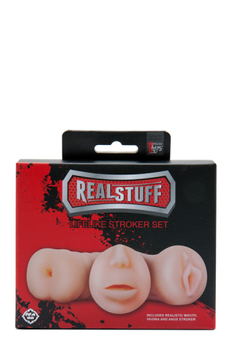 Набор реалистичных мастурбаторов попа ротик вагина телесного цвета REALSTUFF 3 IN 1 - 2