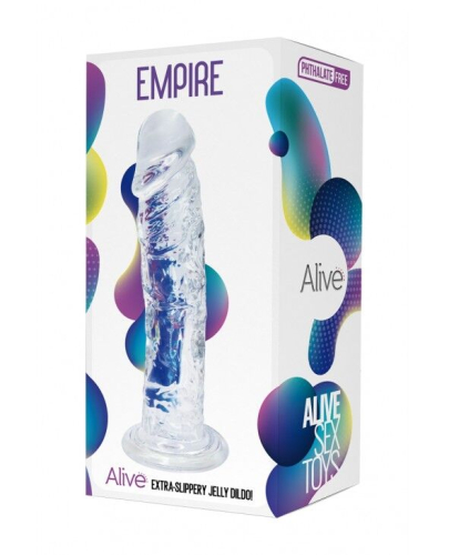 Прозрачный фаллоимитатор на присоске Alive Jelly Dildo Empire, ТПЕ, присоска, диаметр 4.3 см, длина 19.3см - 2