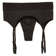 Трусики для страпону з широким поясом чорного кольору California еxotic novelties Boundless Thong with Garter розміри S М - 2