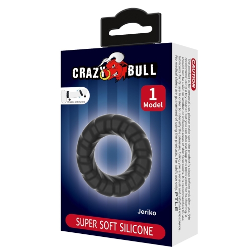 Ерекційне кільце на член чорне LYBAILE Crazy Bull №1 JERIKO Super Soft - 7