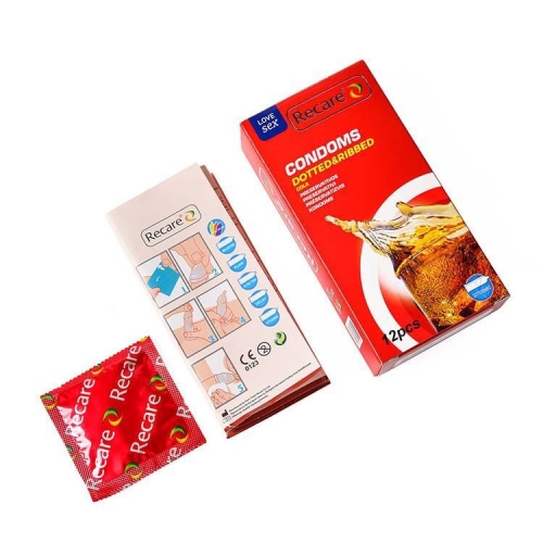 Презервативы с пупырышками и ребрами аромат Кола Recare Cola Dotted&amp;amp;Ribbed Condoms 12 штук - 3