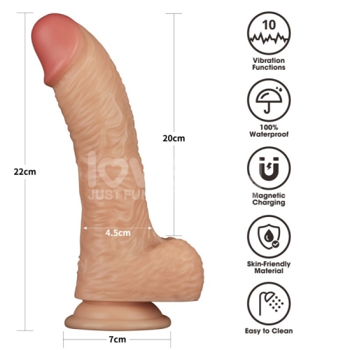 Реалістичний вібратор на присосці тілесного кольору Lovetoy Vibrating Power Basics Cock 8.5 - 2