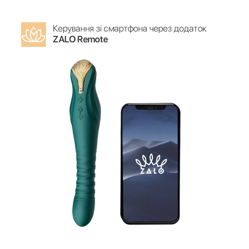 Вибратор пульсатор для точки G в форме королевской короны с управлением со смартфона зеленого цвета Zalo King Obsidian - 2