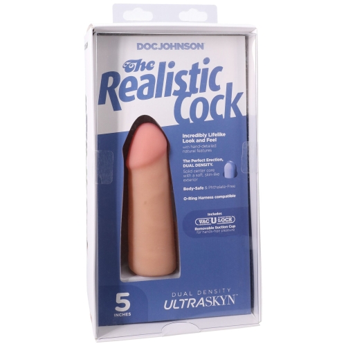 Фаллоимитатор реалистичный на присоске телесный Doc Johnson The Realistic Cock ULTRASKYN - 5 Inch Vanilla - 8