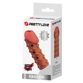 Насадка на пенис рельефная с пупырками бежевая LYBAILE Pretty Love 