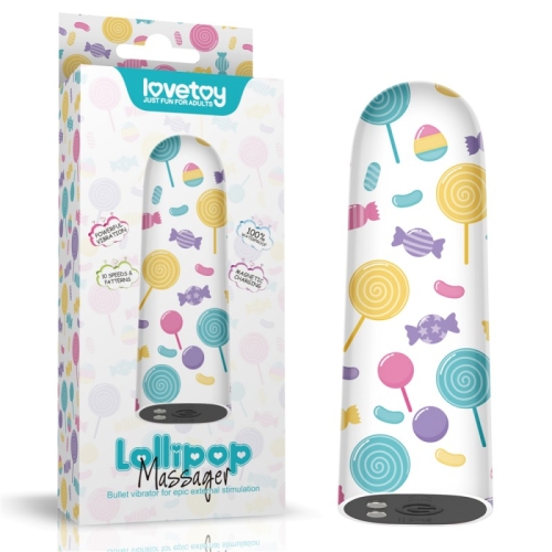 Компактний вібратор для клітора з принтом Lovetoy Rechargeable Lollipop Massager - 1