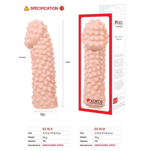 Насадка на член утолщающая стимулирующий рельеф Kokos Extreme Sleeve ES.10 размер S - 5