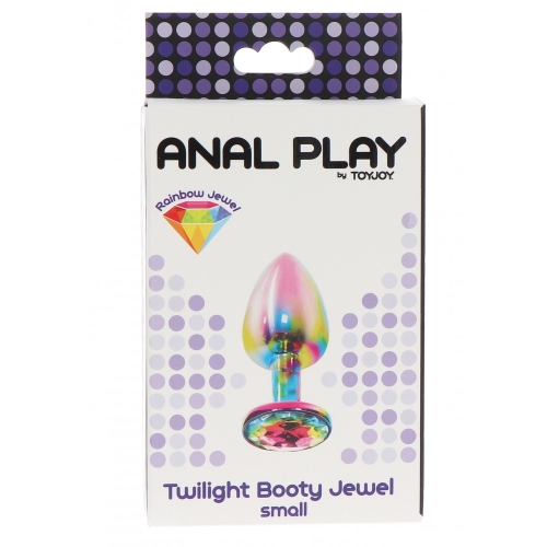 Анальна пробка з камінчиком різнокольорова Toy Joy розмір S - 2