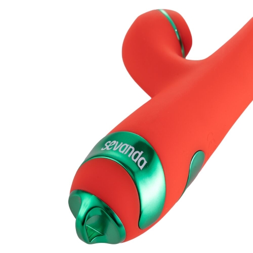 Вібратор кролик червоного кольору з флогером Lockink Sevanda Whip Vibrating Massage Wand - 2