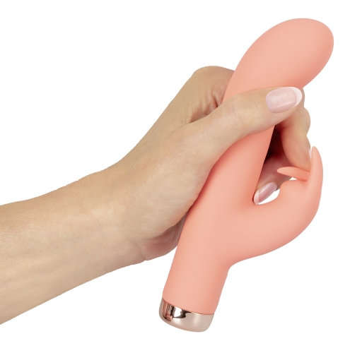 Вібратор для точки G та з відростком для клітора персикового кольору Soft Silicone Mini Rabbit Vibrator - 8