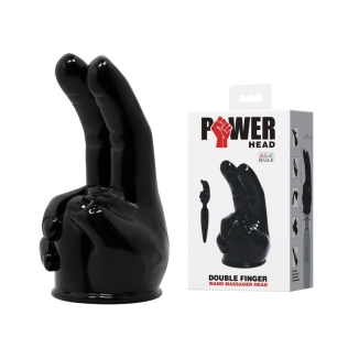 Насадка для клиторальных вибраторов черного цвета Power Double Finger Wand Massager Head