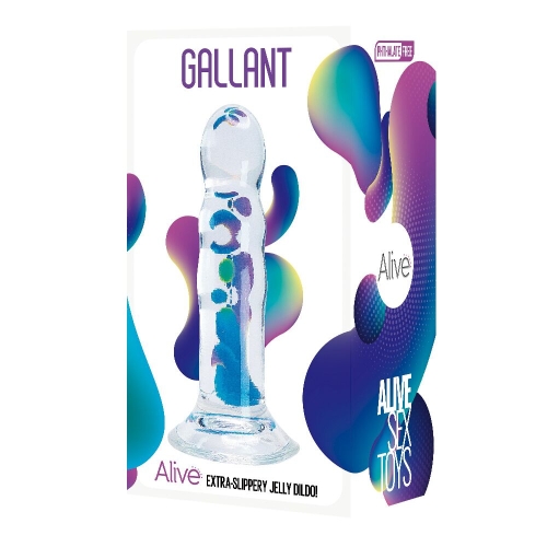Упругий фаллоимитатор на присоске водостойкий прозрачного цвета Alive Gallant Jelly - 2