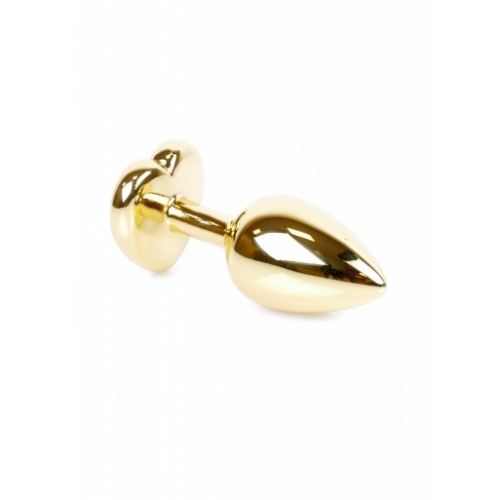 Анальний затор золотистого кольору з рожевим камінчиком у формі серця Boss series Jewellery - 3