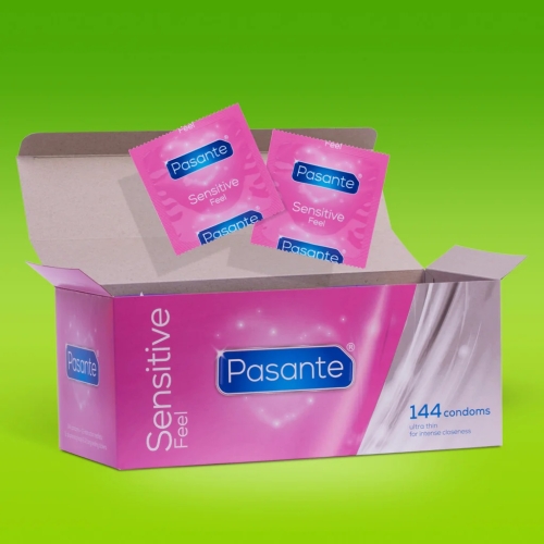 Презервативы Ультратонкие латексные прозрачного цвета Pasante Sensitive Feel 144 штуки - 4