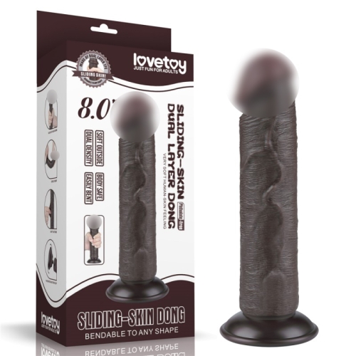 Фалоімітатор реалістичний на присосці коричневий Sliding Skin Dual Layer Dong 8.0 - 1
