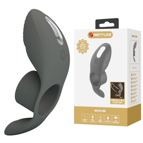 Ерекційне віброкільце сіре LYBAILE PRETTY LOVE Master Ring - 11