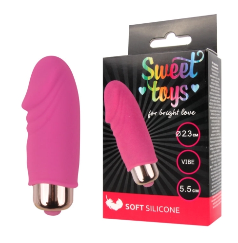 Мини вибратор с головкой силиконовый для клитора SWEET TOYS розовый L 5,5 см D 2,3 см со съемной вибропулей - 4