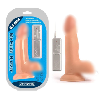 Вагинальный вибратор реалистик на присоске Buzzer Flesh Mr. Rude 8.3 телесный