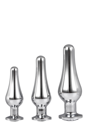 Набір анальних пробок конічної форми Dream Toys GLEAMING LOVE PLEASURE SET SILVER - 1