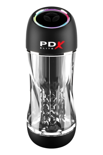 Мастурбатор для чоловіків з вібрацією та вакуумом прозоро чорний Pipedream PDX Elit Viewtube Pro Clear - 1
