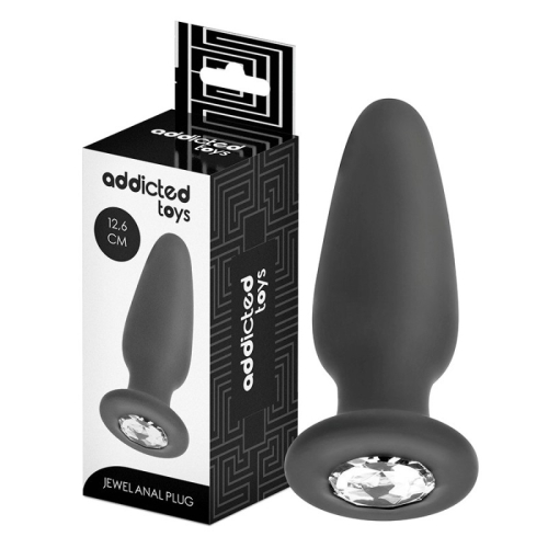 Анальная пробка силиконовая черная с камушком Addicted Toys Anal Plug Jewel Silicone 120 мм - 1