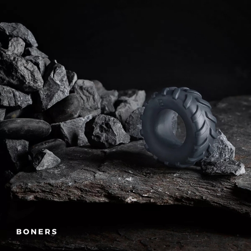 Эрекционное кольцо на пенис в форме шины серого цвета Boners Tire Cock Ring - 3