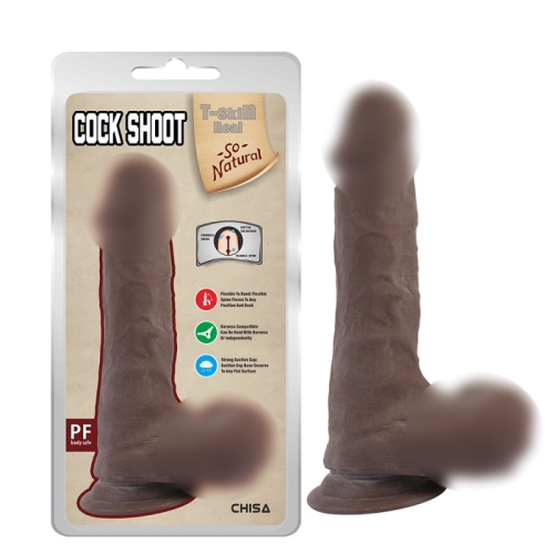 Фалоімітатор реалістичний на присосці коричневого кольору Chisa Cock Shoot - 1