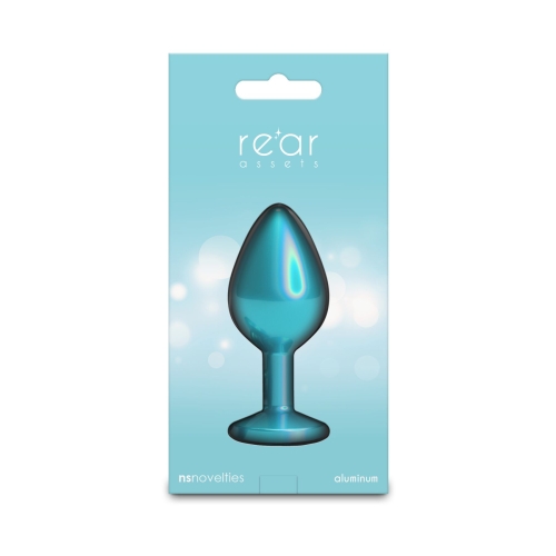 Анальная пробка с камушком бирюзовая NS Novelties Rear Assets - Iridescent размер Medium - 4