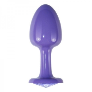 Анальная гладкая пробка фиолетовая со стразами Lovetoy