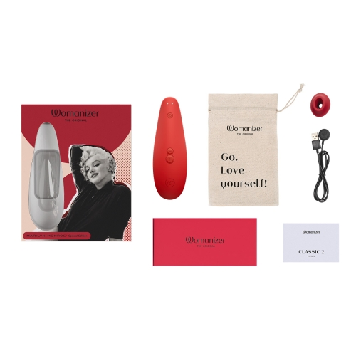 Вакуумний кліторальний стимулятор червоного кольору Womanizer Marilyn Monroe - 12