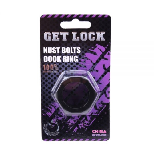 Ерекційне кільце у формі гайки чорного кольору Chisa Nust Bolts Cock Ring - 1