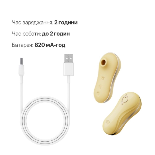 Вакуумний кліторальний стимулятор та віброяйце жовтого кольору Zalo UNICORN - 6